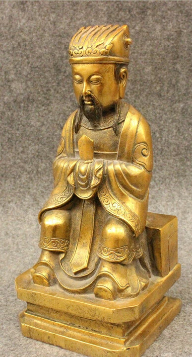 10 Folk Chinese Bronze Gilt Collect Taoism Deity Heaven Jade Emperor King Statue | Statues &amp Sculptures