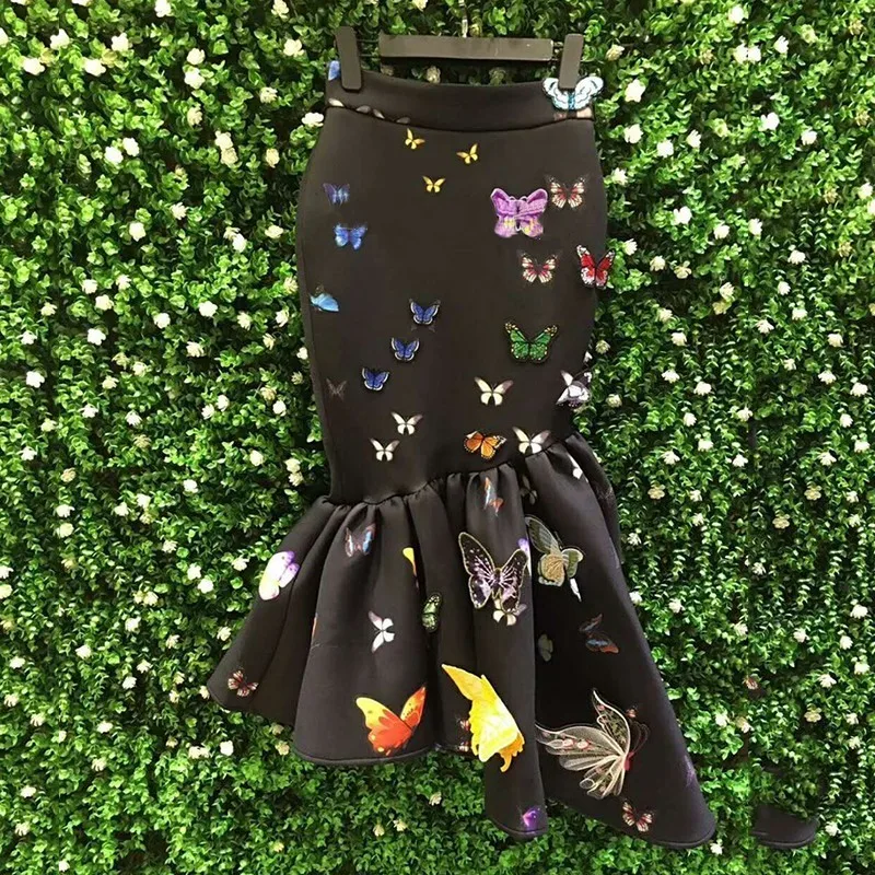 VGH Летняя женская юбка облегающая Высокая талия с животным принтом бабочка