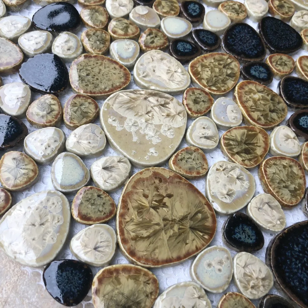 Коричневая, бежевая галька, керамическая мозаика, плитка для кухни, душа, ванной комнаты, наклейка на стену, пол бассейна, плитка, сделай сам, украшение