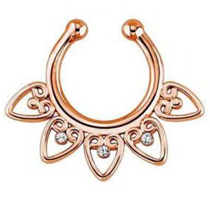 Новинка 316L тианиевые лепестки цветка кликер Нос Обруч Кольца Пирсинг тела