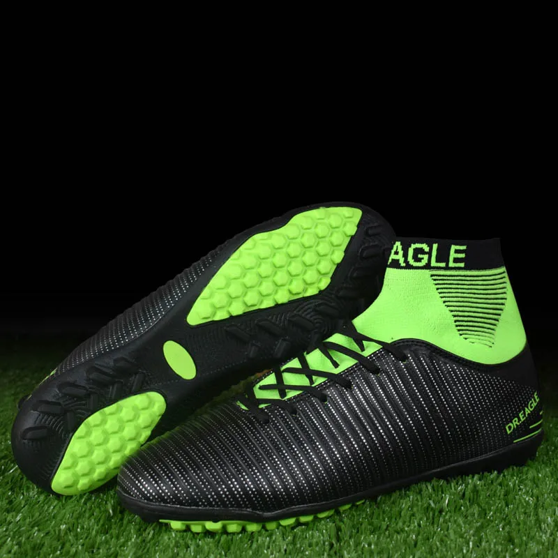 turf black DR. EAGLE футбольная обувь для мужчин высокие футбольные шиповки с носки профессиональные футбольные бутсы Футбол с ботильоны - Цвет: turf black