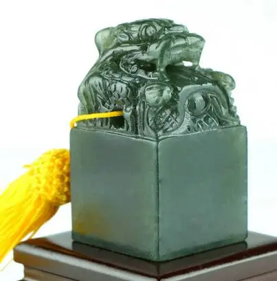 Jinshi резьба Даньдун зеленый замороженный камень Дракон уплотнение