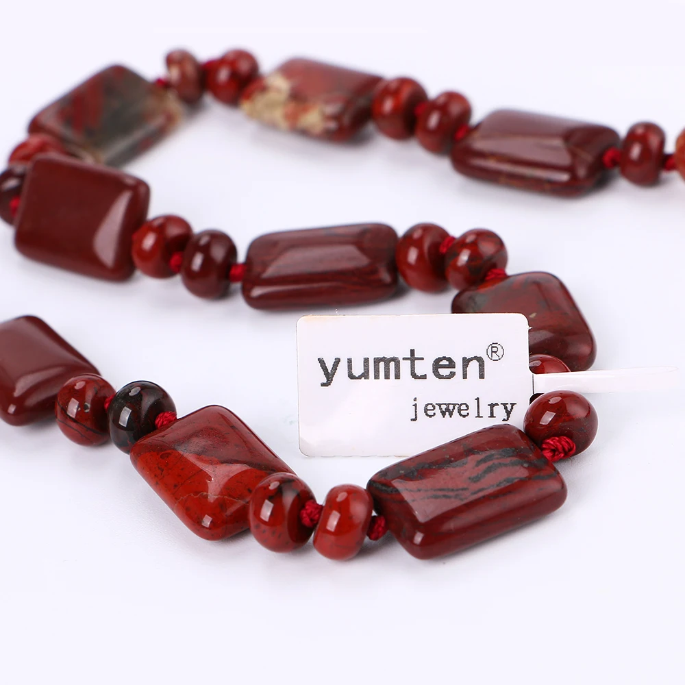 Yumten Red Jasper Power ожерелье квадратный натуральный камень кристалл женское ювелирное