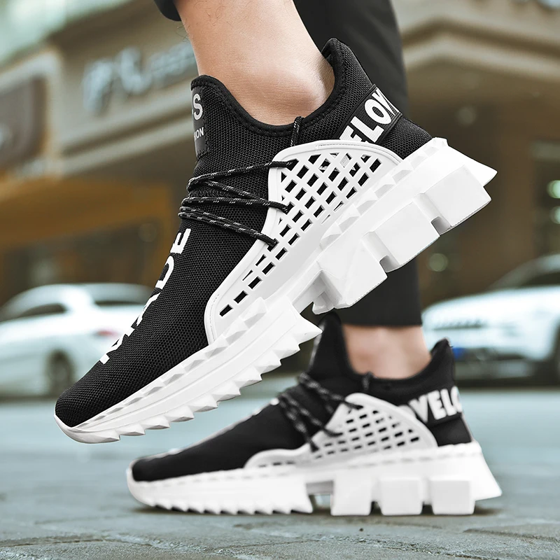 Новые профессиональные беговые кроссовки для мужчин из вязаной сетки с человеческими ногами, гонщики скорости, тренажеры на открытом воздухе, спортивные летние.