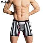 Лидер продаж 2022, новинка, хлопковые модные сексуальные мужские боксеры, шорты, Брендовое мужское длинное нижнее белье, мужское нижнее белье, 3D U-образные выпуклые полосатые трусы