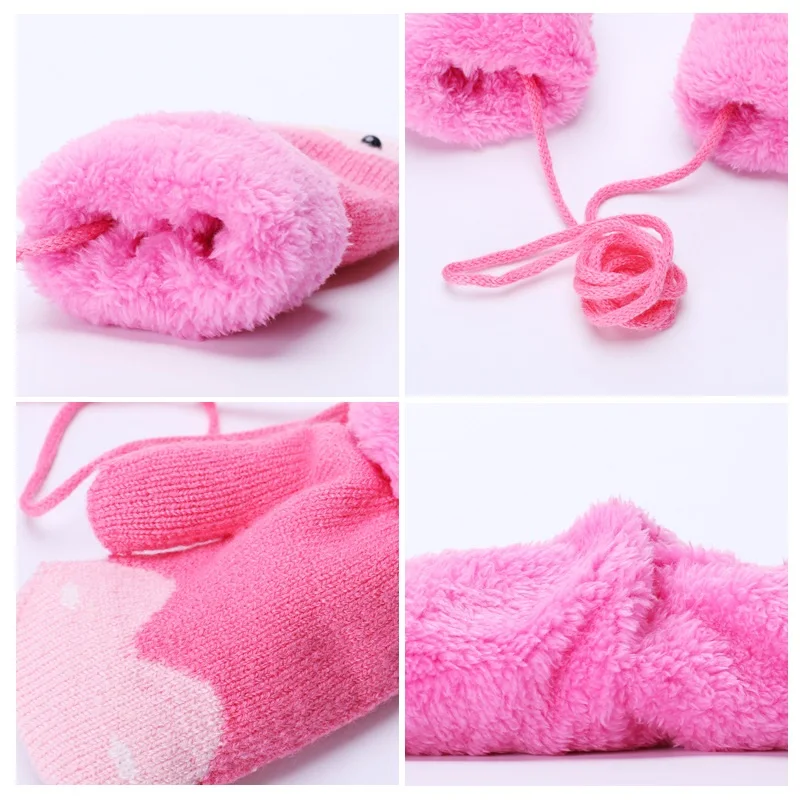 3-7 Years Winter Knitted Gloves For Baby Boys And Girls Warm Rope Full Finger Mittens Gloves for Children Toddler Kids TS174