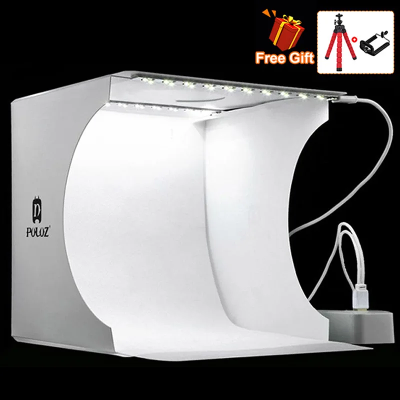 Складной портативный лайтбокс PULUZ для фото-и видеосъемки, короб для студийной съемки с 2 светодиодными панелями, 8 дюймов, Emart, диффузный студийный софтбокс