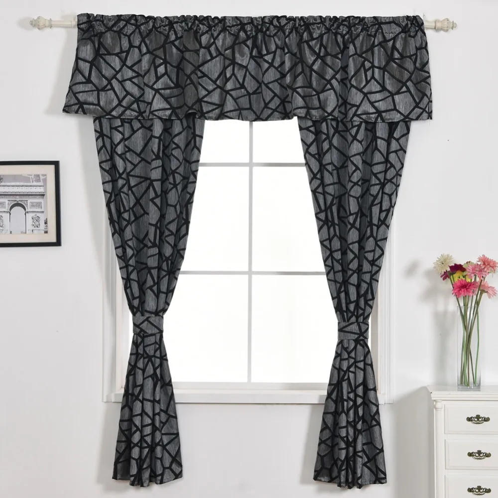 Curtain fabrics short treatment Kitchen window jacquard design curtain modern home decoration thick geometric valance | Дом и сад
