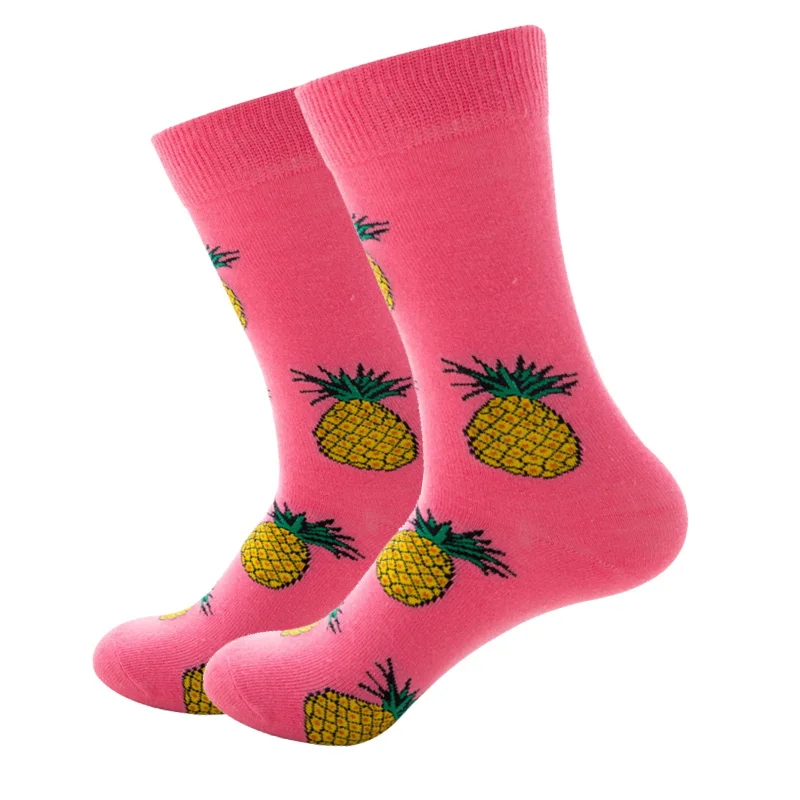 pineapple Новинка, Осень-зима, женские милые Мультяшные носки из чесаного хлопка, забавные счастье кавай, носки для женщин, единорог, пчела, фламинго, модные носки, подарки - Цвет: pineapple