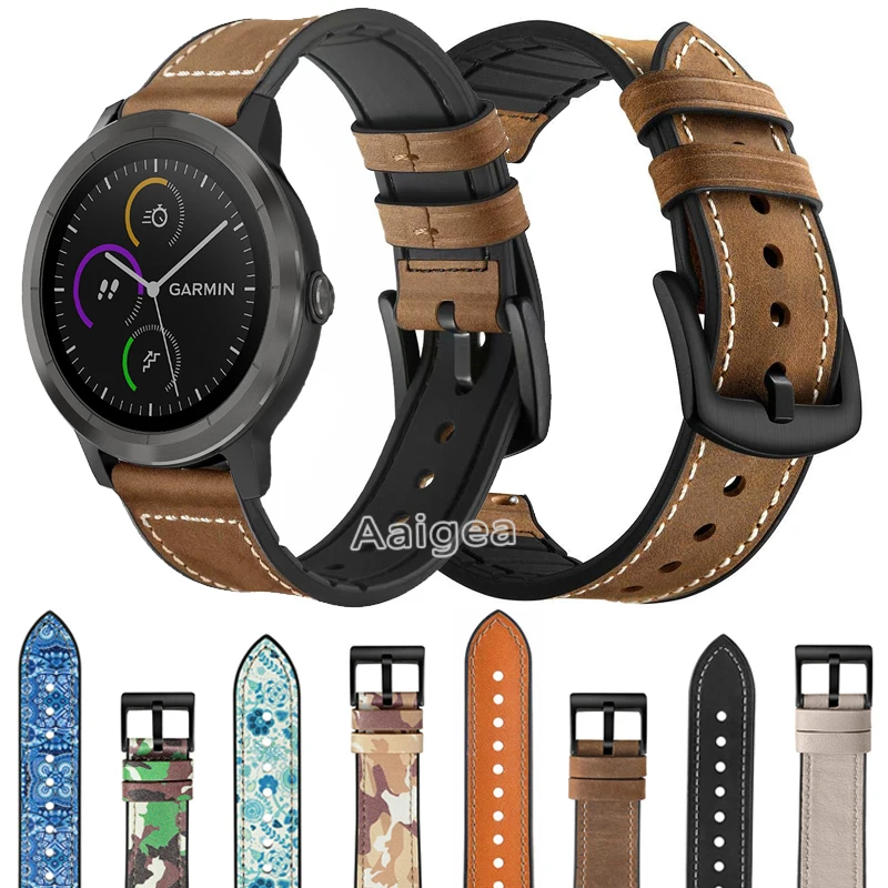 Новые модные силиконовые часы из натуральной кожи ремешок для Garmin Vivoactive 3 сменный Браслет для часов Ремешок 20 мм кожаный браслет