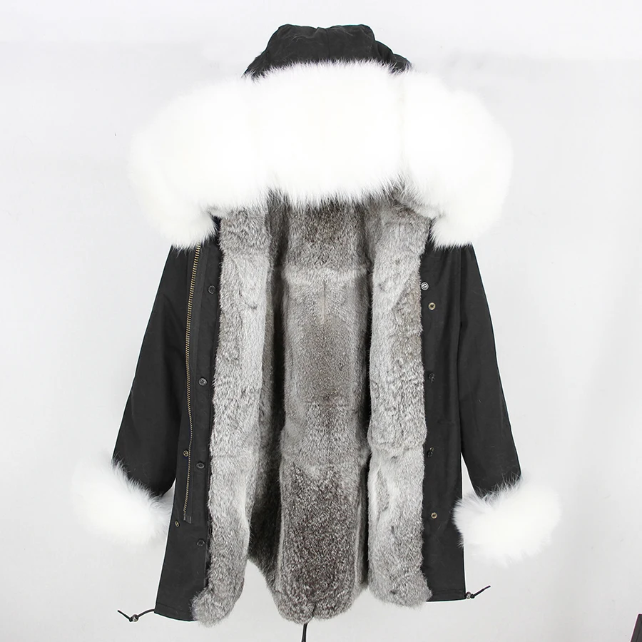 5 OFTBUY, новинка, зимняя куртка, Женская длинная парка, воротник из белого лисьего меха, капюшон, толстая, теплая, подкладка из меха кролика, верхняя одежда, уличная одежда, новинка - Цвет: 5