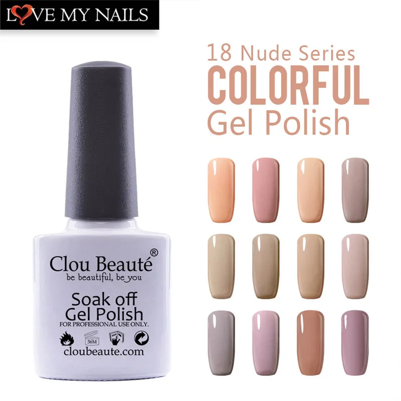 Гель-лак для ногтей серии Clou Beaute Nude 10 мл отмачиваемый 18 цветов на выбор верхний