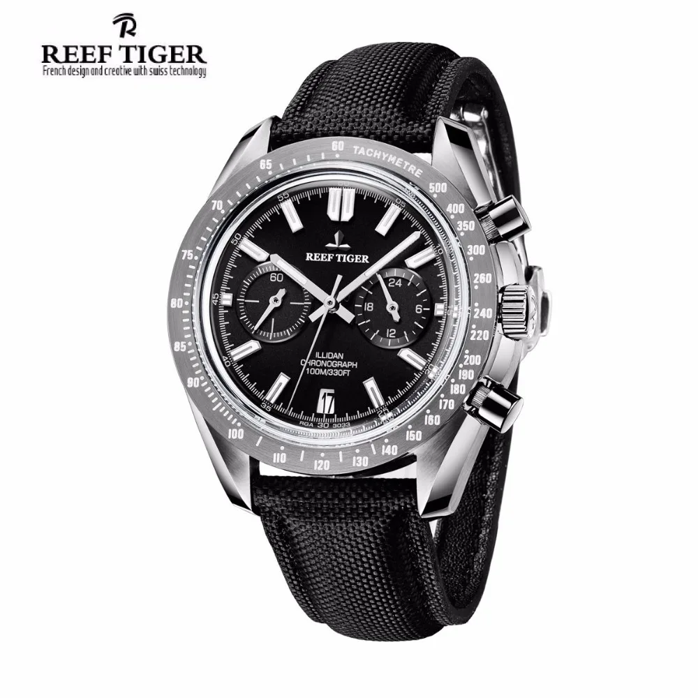 Бренд Reef Tiger Роскошные мужские часы спортивный хронограф водонепроницаемые