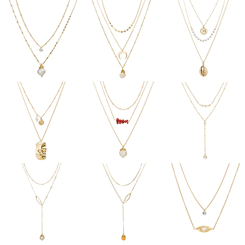 Натуральная красная Коралловая цепочка с 3 многослойными жемчужинами женское