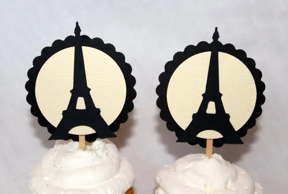 Париж EiffelTower блеск для капкейка-на день рождения и свадьбу свадебный baby Shower