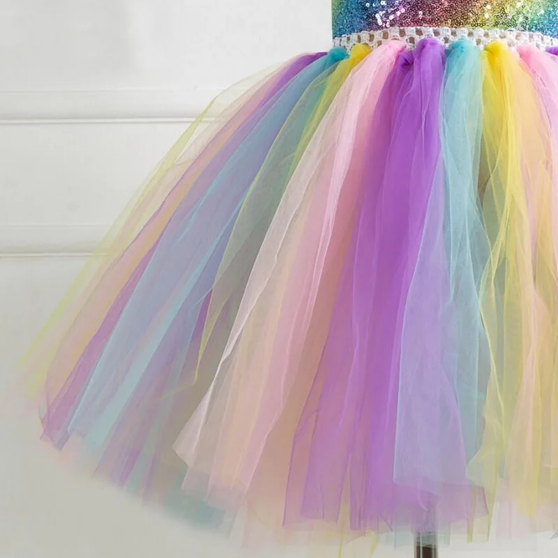 

Halloween Girls Unicorn Tutu Dress With Gold Headband Wings Set Kids Rainbow Sequin Princess Party Dress Children Cosplay Costum