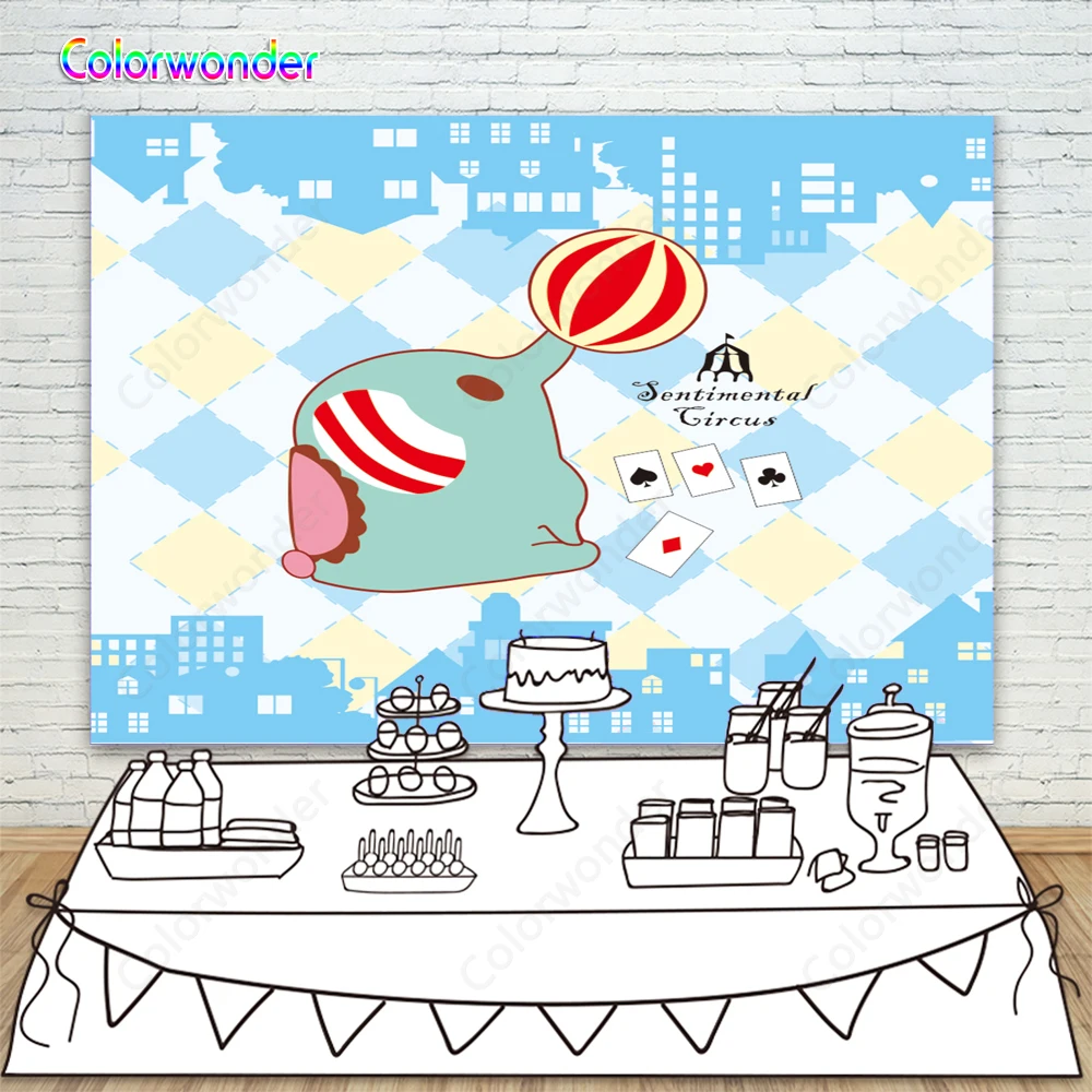 Colorwonder Baby Shower фон для фотосъемки 7 х 5 синий городской слона из цирка задние фоны
