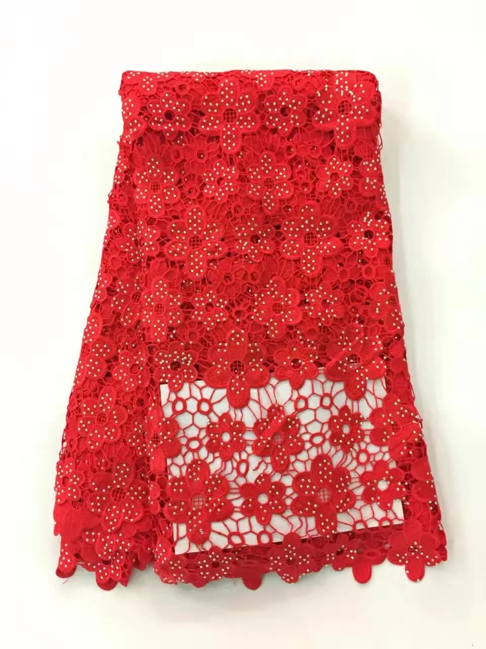 

Hot selling! High quality water soluble african cord lace guipure lace fabric with stones and beads for dress sewing K-R1238B