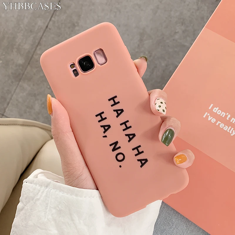 YHBBCASES Однотонные Мягкий ТПУ чехол для Samsung Galaxy S8 S9 S10 плюс комплект с надписями и