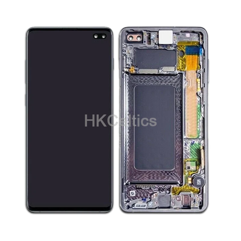 Amoled ЖК-дисплей с рамкой для SAMSUNG Galaxy S10 G9730 дисплей S10+ Plus G9750 сенсорный экран дигитайзер