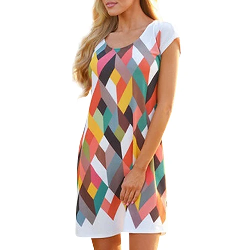 Женская Мода Свободные Повседневная Коротким Рукавом Печать Dress Коктейль Midi |