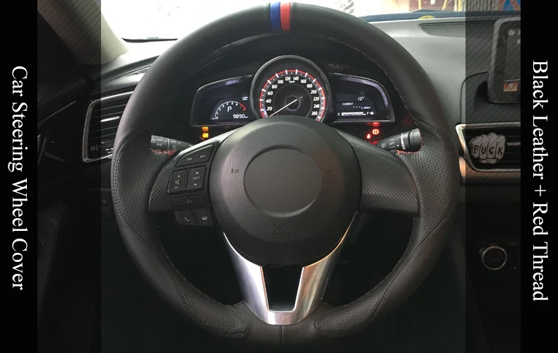 LQTENLEO черный кожаный DIY автомобиля Руль Обложка для Mazda 3 Axela 2013- Mazda 2 Mazda 6 Atenza- CX-5 CX5 CX-3
