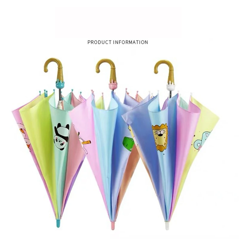 

YADA Cartoon Panda Umbrella For Boys Girls Animation Creative Rainbow Umbrellas 3D Ear Modeling Kid Long Handle Umbrella YS699
