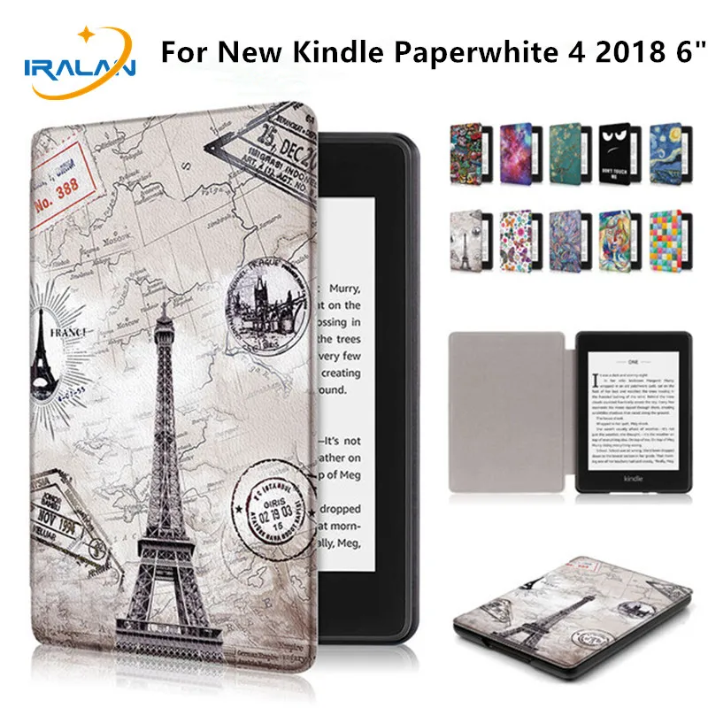 2018 New Painted PU Leather Case For Amazon Kindle Paperwhite 4 6.0