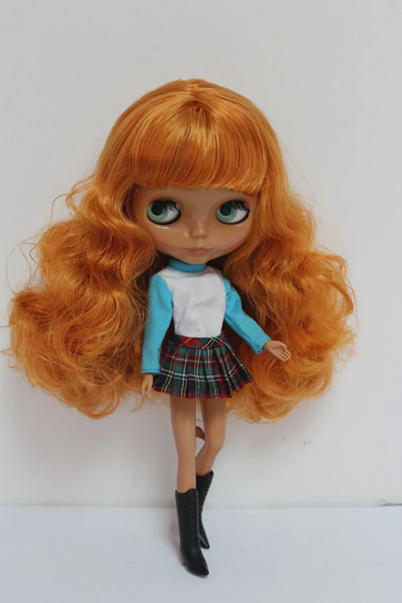 Blygirl шоколадные кудри с челкой, черная кожа, Обнаженная кукла Blyth, шарнирная кукла, тело 7, можно менять макияж