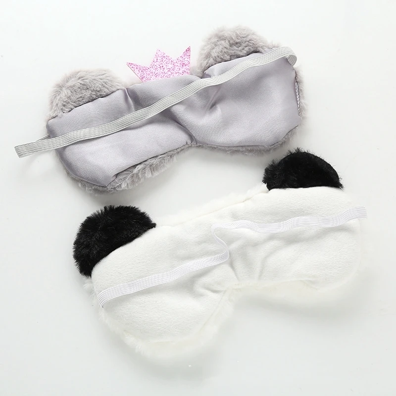 Плюшевая маска для глаз панда животное кошка мягкая Kawaii милая плюшевая подходит