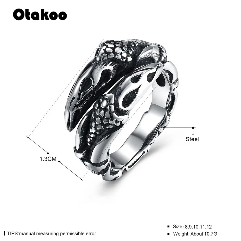 Серебряное кольцо Otakoo в стиле панк-рок для мужчин и женщин мужское из нержавеющей