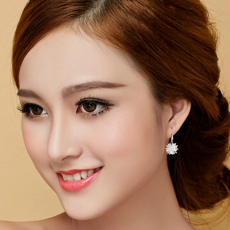 

Earrings Wedding Jewelery Real 925 Sterling Silver Jewelry Hand-made Beauty Drop Earrings for Women Female