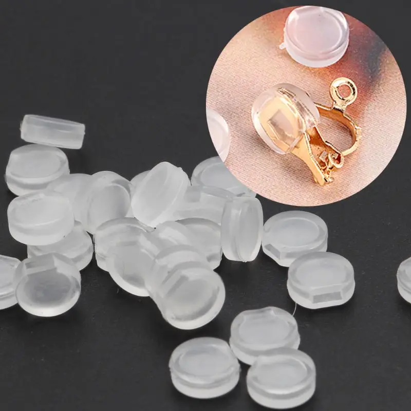 

100Pcs 4 Size Earring Pad Silicone Comfort Earring Cushion for Clips on Earrings