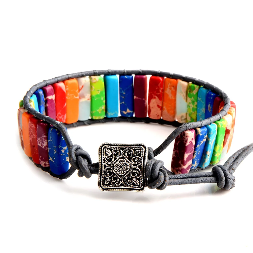 Браслет из 7 Чакр ручной работы натуральный богемский камень Бусины натуральной