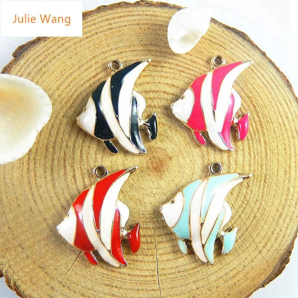 Эмалированная рыба Julie Wang 6 шт. подвески из сплава с каплями масла яркие
