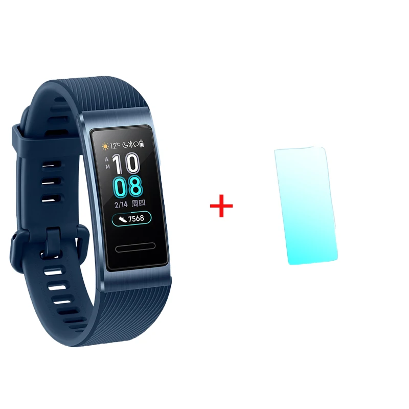 blue add film Смарт-браслет huawei Band 3 Pro, gps, металлическая рамка Amoled, полноцветный дисплей, сенсорный экран, датчик сердечного ритма, датчик сна - Цвет: blue add film