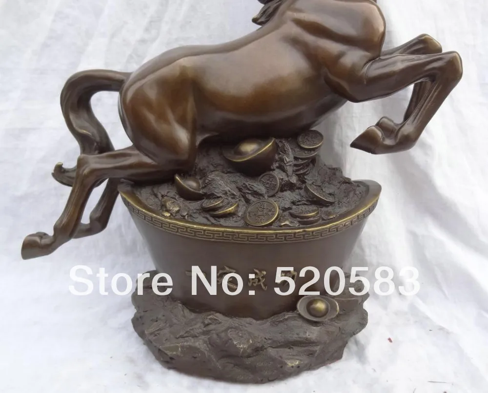 15 &quotКитайский Чистая Бронзовый Место Богатство Фэншуй JiXiang Статую Коня На YuanBao |