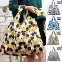 cute lady foldable recycle bag eco reusable shopping bag fruit vegetable grocery bags organization