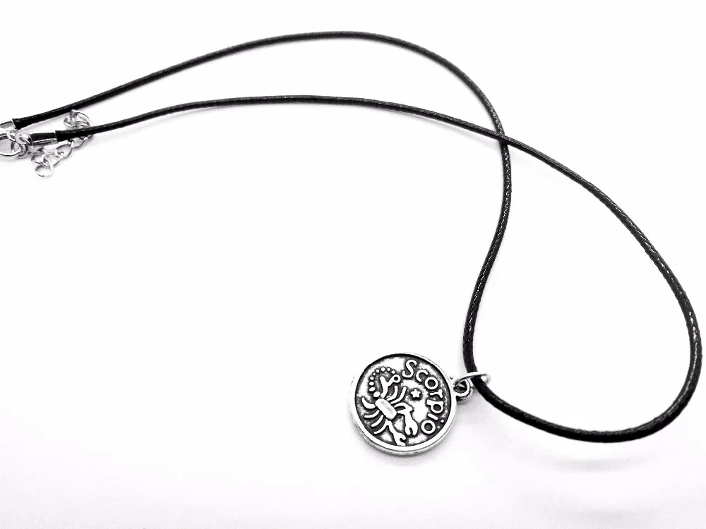 30PCS Zodiac Scorpio Necklace Signs 12 Constellation Rope Horoscope Disc Passionate Scorpion Pendant Leather Necklaces - купить по
