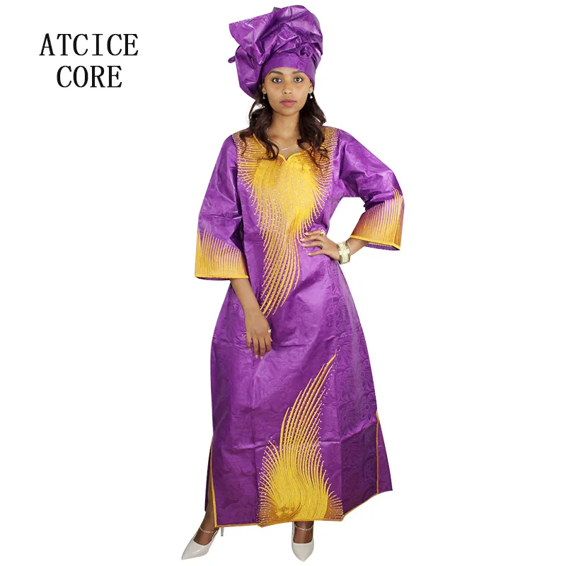 Длинное платье с шарфом LA098 # вышивкой в африканском стиле|african bazin riche dresses|bazin