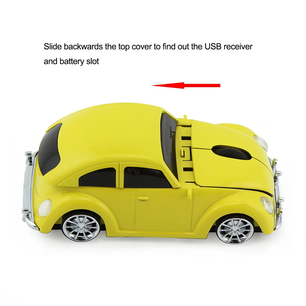 chyi wireless car mouse 1600dpi optical computer vw beetle car mice 3d gaming mouse for gift pc laptop desktop notebook free global shipping