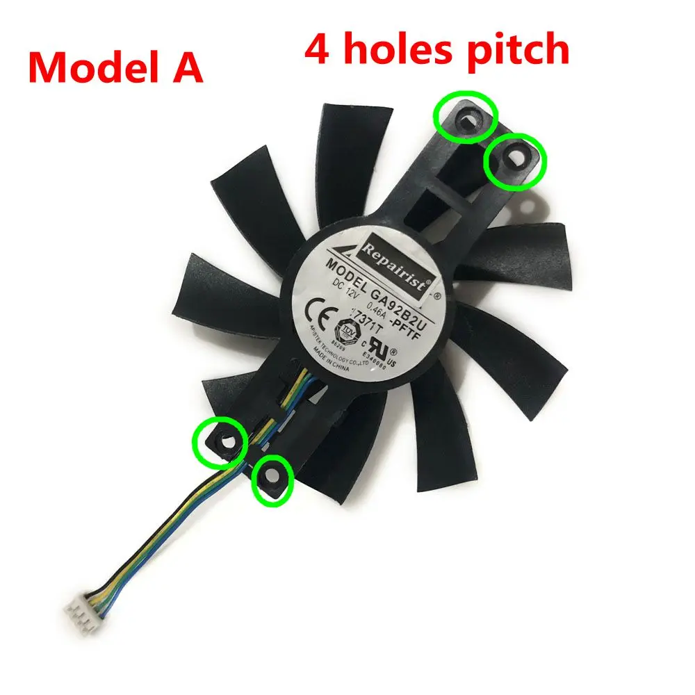 Вентилятор GA92B2U для охлаждения видеокарт PowerColor Red Dragon RX 560 RX560 16CU 4 ГБ GDDR5 85 мм