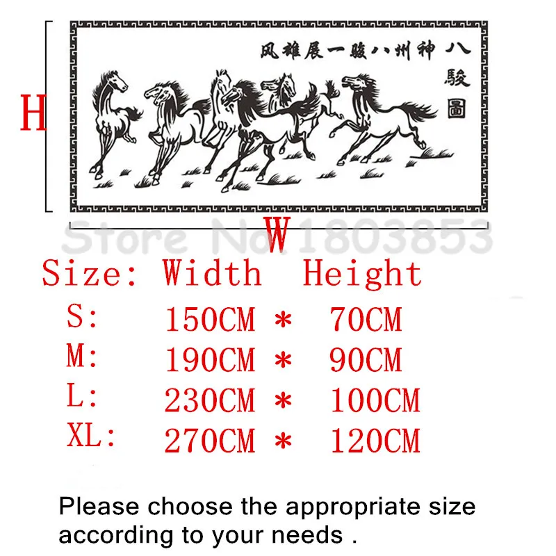 Chinese style Success Eight Horse Figure 3d Wall Stickers Living Room Bedroom Office Background Wall Decor Mirror Wall sticker