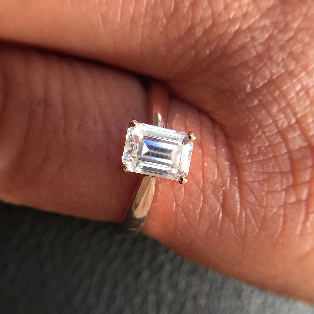 2.7ct 9*7 мм DEF бесцветный изумруд отличный порезной Moissanite обручальное кольцо