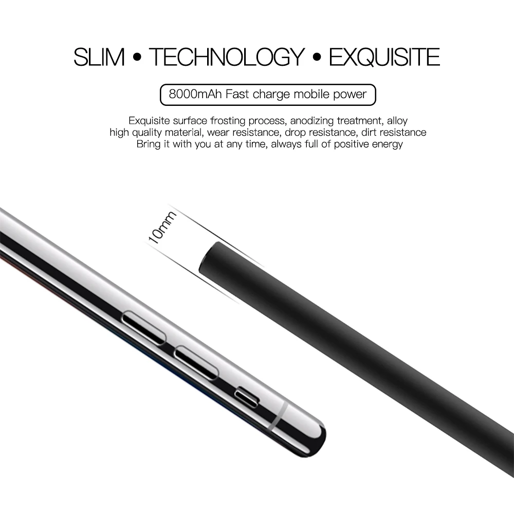 Внешний аккумулятор KEYSION 8000 мАч для iPhone Samsung Huawei Type C PD быстрая зарядка + 3 0 USB