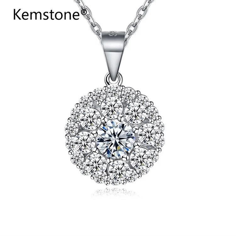 Kemstone модное ожерелье из стерлингового серебра с круглым кристаллом Vibrato Burst Rotation