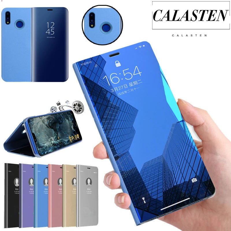Зеркальный флип чехол для Huawei Y6 Y5 Y7 Prime 2018 Honor 20 Lite V20 8X 8C 10 9 lite Note 7A Y9 2019|Чехлы-книжки|