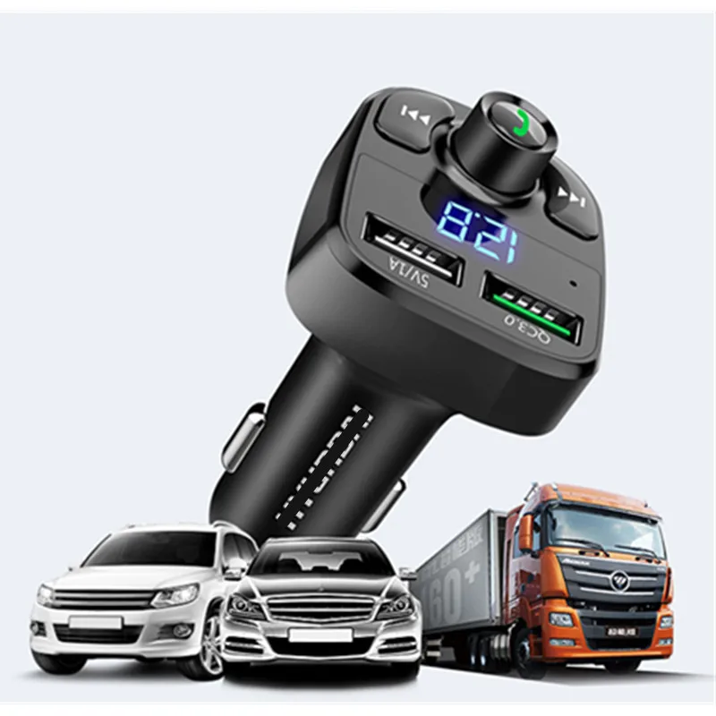 Беспроводной автомобильный Bluetooth FM передатчик Handsfree аудио приемник авто LED MP3