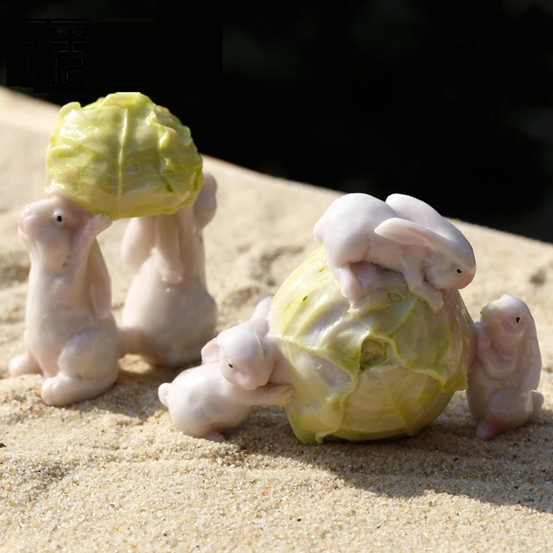 Полимерная модель миниатюрный кролик сказочный сад кукольный домик Террариум