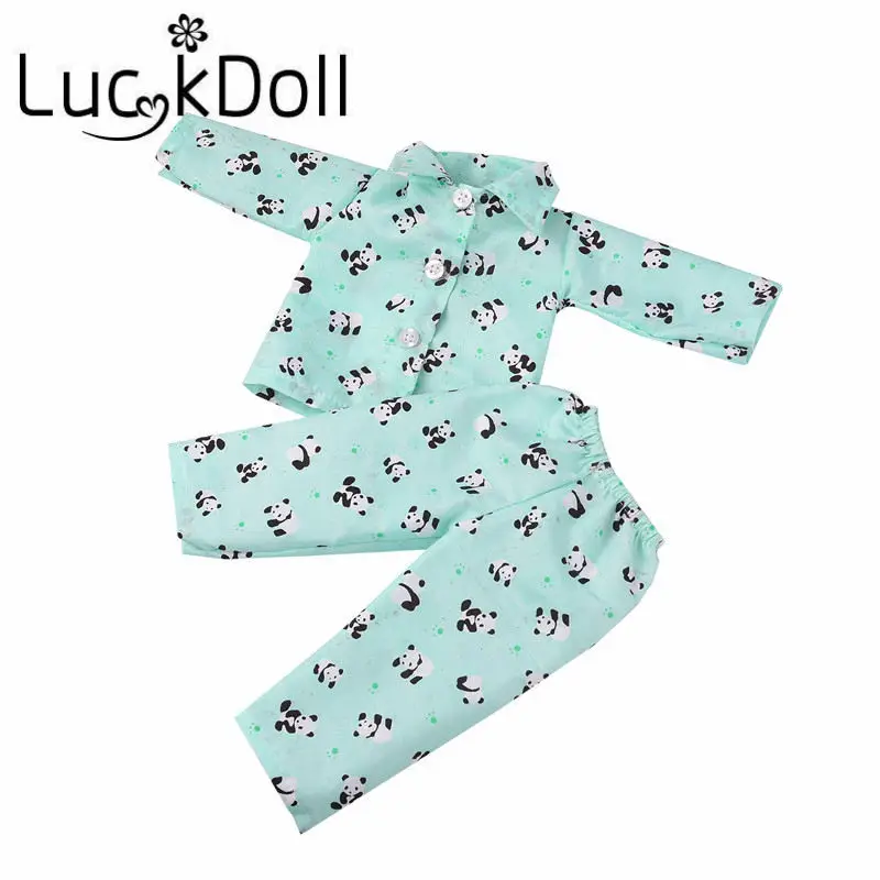 Пижама LUCKDOLL с принтом панды подходит для 18-дюймовых американских кукол 43 см